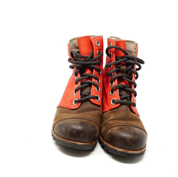 Sorel PDX 1964 Premium Wedge Boots Womens 6 Red Brown Heeled Shoes NL2796-012 - Picture 3 of 10